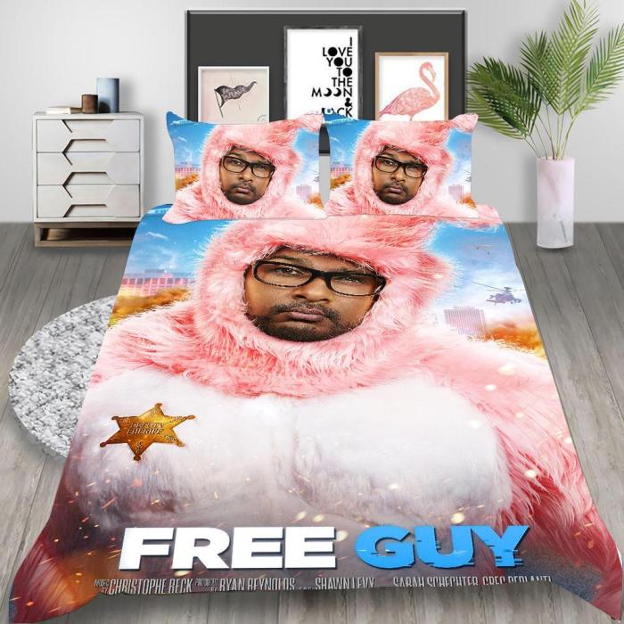 Free Guy Cosplay Bedding Set Duvet Cover Pillowcases Halloween Home Decor