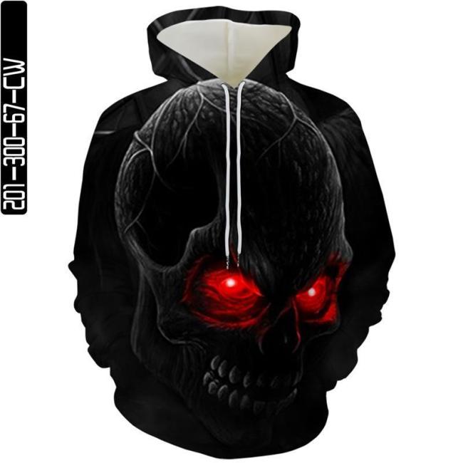 Black Big Skull Man Head Red Eyes Shining Movie Cosplay Unisex 3D Printed Hoodie Sweatshirt Pullover