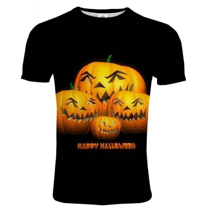 Halloween Men'S 3D Printed Round Neck Short Sleeve T-Shirt