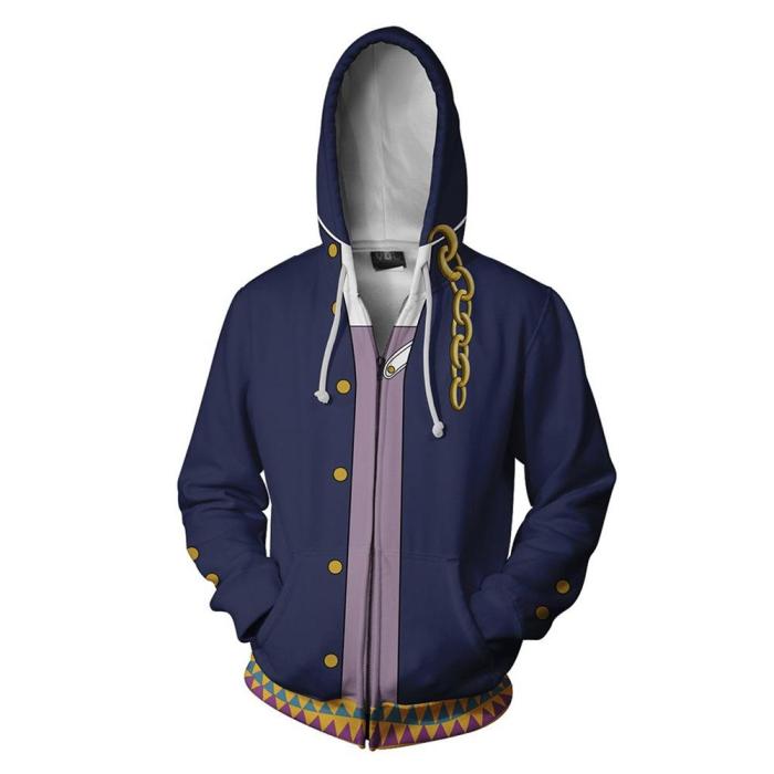 Jojo'S Bizarre Adventure Anime Kujo Jotaro Cosplay Unisex 3D Printed Hoodie Sweatshirt Jacket With Zipper