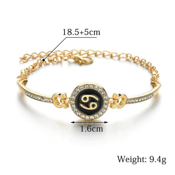 Rhinestone Adorned Personalized Zodiac Signs Charm Bracelet