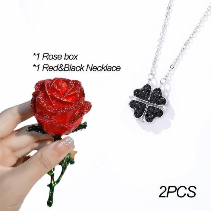 Magic Lucky Four Leaf Clover Necklace(Rose Gift Box Included)