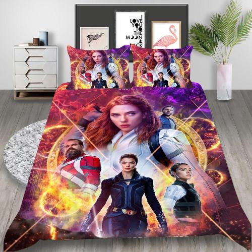 Black Widow Natasha Romanoff Cosplay Bedding Set Duvet Cover Pillowcases Halloween Home Decor