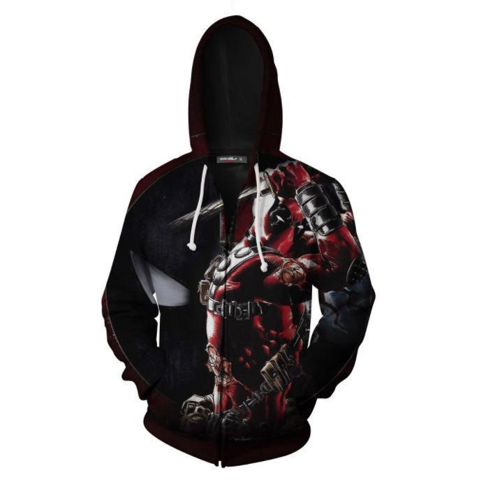 Deadpool Wade Winston Wilson  Mutants Movie Cosplay Unisex 3D Printed Hoodie Sweatshirt Jacket With Zipper