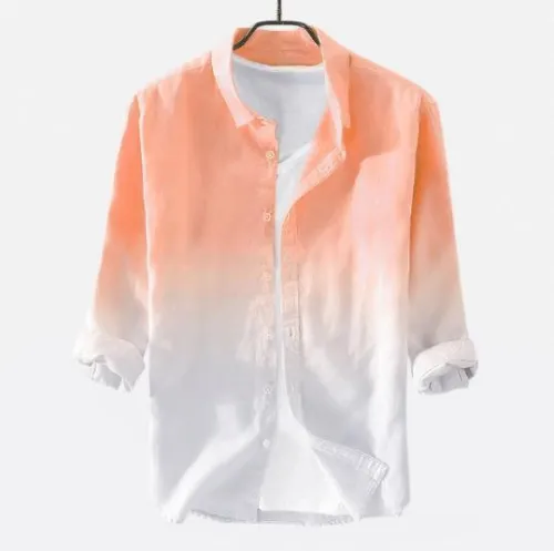 Manswear Gradient Color Summer Collar Casual Shirt