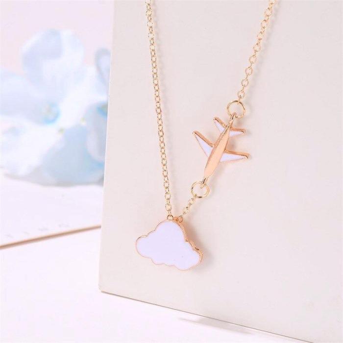 Travel Lover Airplane And Cloud Necklace