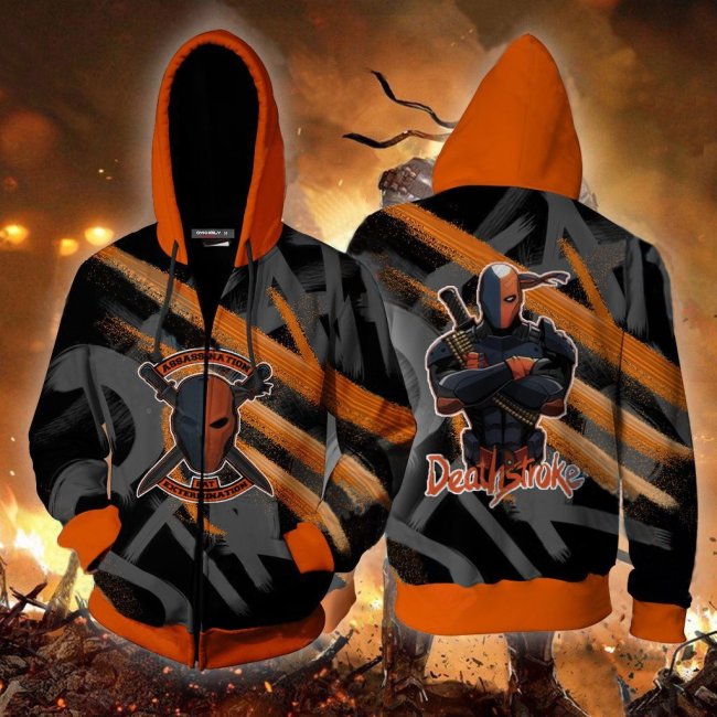 Dc Detective Comics Deathstroke Orange Movie Cosplay Unisex 3D Printed Hoodie Sweatshirt Jacket With Zipper