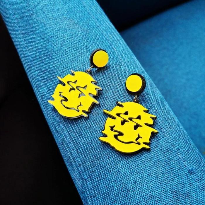Funny Glitched Smiley Face Dangle Earrings