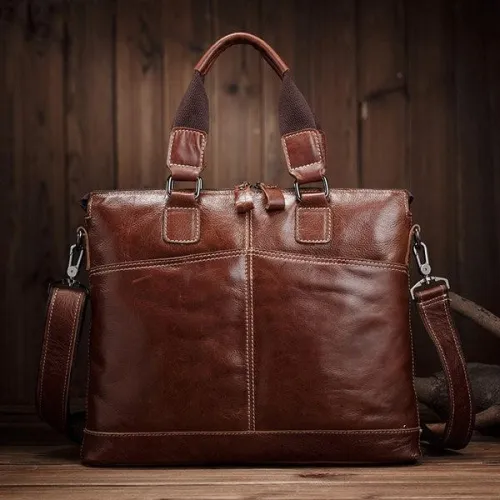 Vintage Genuine Leather Laptop Bag Shoulder Bag For Men