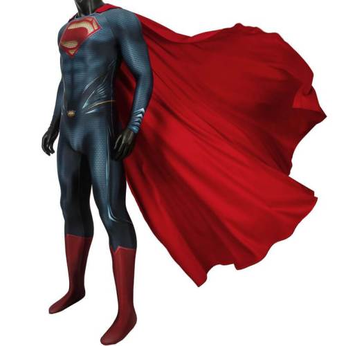 Man Of Steel Superman Clark Kent Jumpsuit With Cloak Cosplay Costume