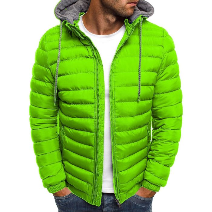 Men'S Simple Solid Color Hood Fashion Cotton Coat