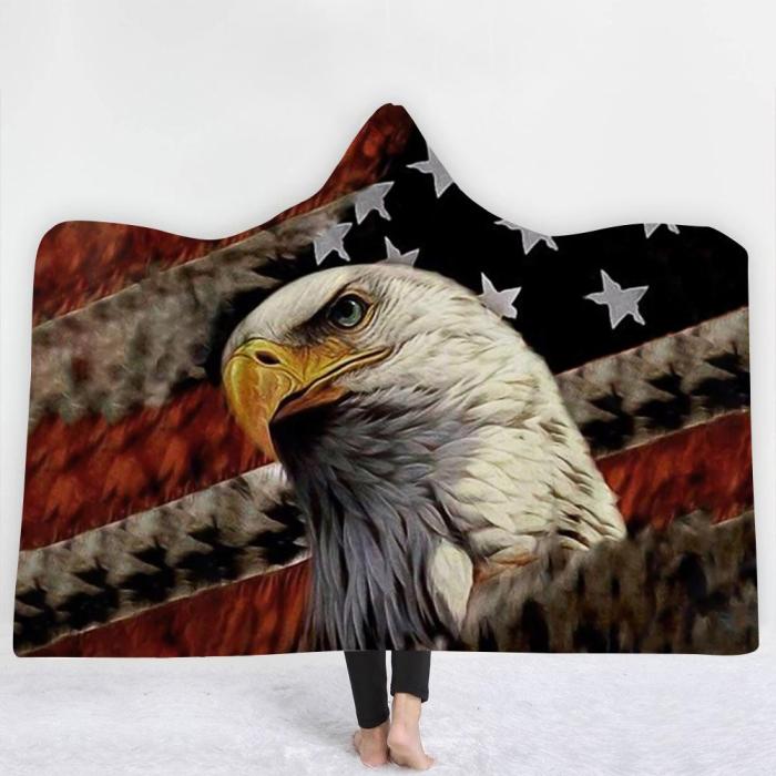 Exclusive:  Usa Eagle Flag Hooded Blanket