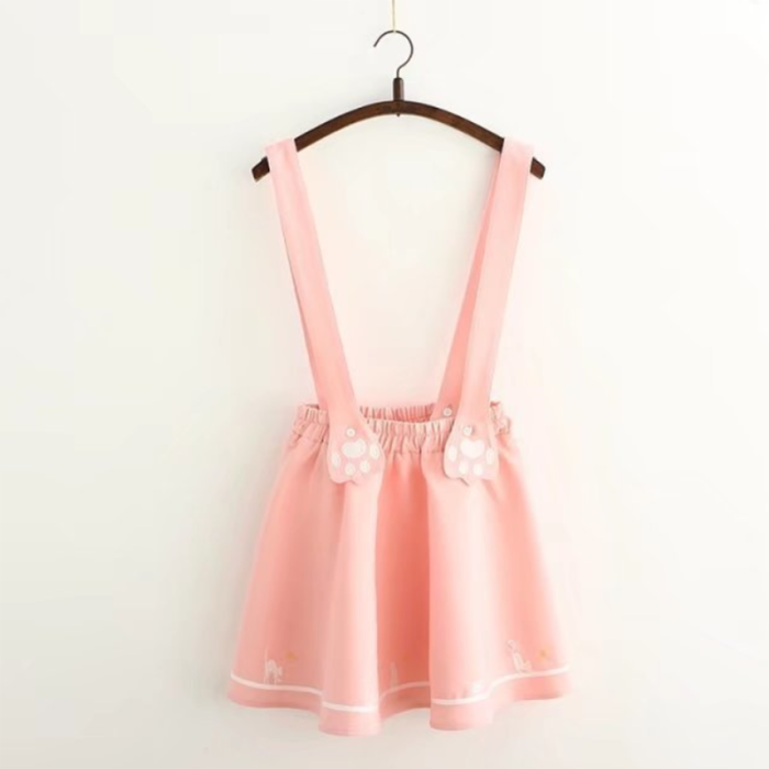 Cat Claw Embroidery Sweet Overall Dress