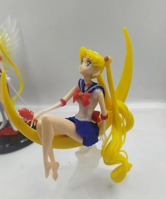 13-18Cm Sailor Moon Tsukino Wings Cake Decoration Pvc Action Figure Collection Model Toy Doll Birthday Gifts For Girl
