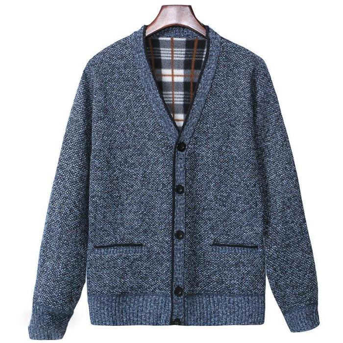 Autumn And Winter Middle-Aged Men Sweater With Velvet  Fashion Style