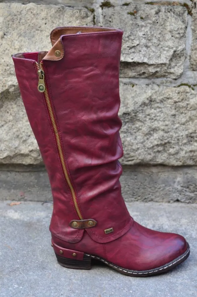 Womens Western Cowboy Knee Boots Punk Boots