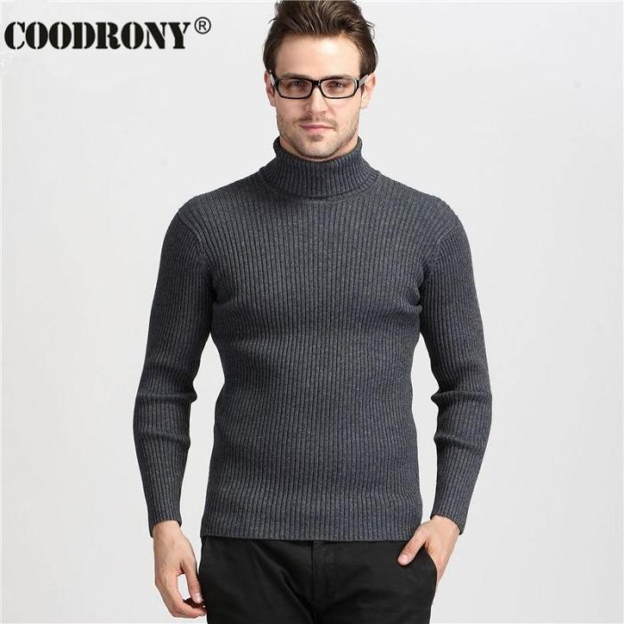 Mens Winter Thick Warm Cashmere Turtleneck Sweater