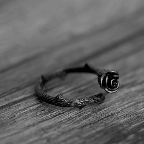 Black Rose Steel Ring