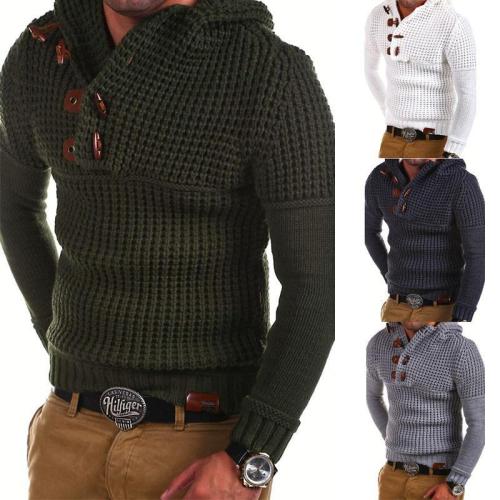 Men'S Solid Color Slim Fit Knitted Casual Sweater