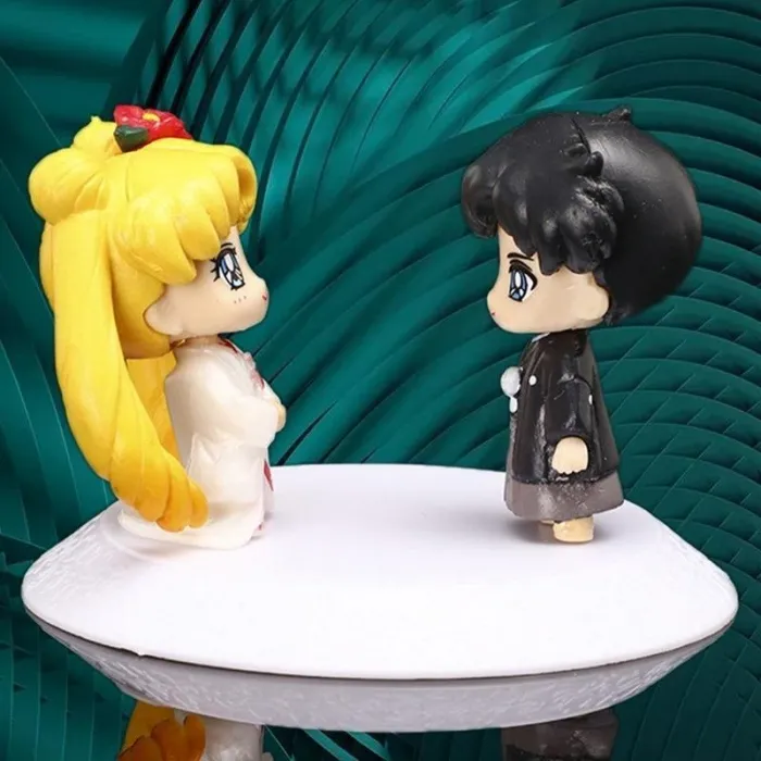 2Pcs/Set Anime Cartoon Sailor Moon Wedding Dress Kimono Sailor Venus Pvc Figures Warrior Figure Toys Gift 5Cm