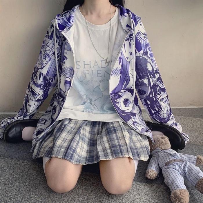 Autumn Thin Cute Kpop Sweatshirt Japanese Hip Hop Hoodie Pocket Casual Coat