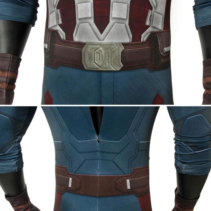 Captain America Steven Rogers Marvel Avengers 3: Infinity War Jumpsuit Cosplay Costume -