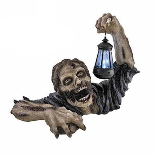 Halloween Zombie With Led Lantern Resin Crafts Outdoor Decorations