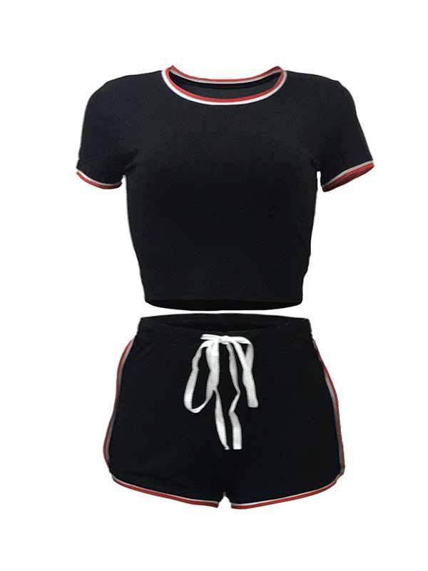 Sports Sexy Two Piece Outfits For Women Crop Top And Shorts Set
