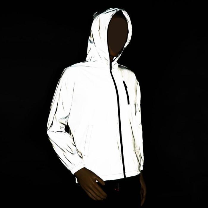 Streetwear Men'S Reflective Jacket Windbreaker Casual Hip Hop Hooded Coats