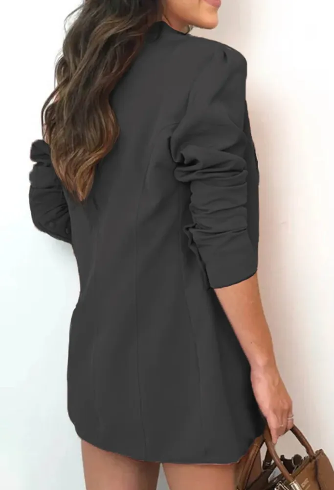 Long Blazer For Women Camisole Top Bow Tie Shorts Three Pieces Sets