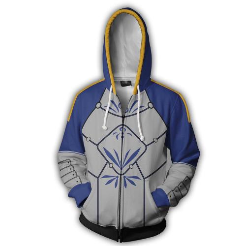 Fate Stay Night Game Altria Pendragon Blue Grey Cosplay Unisex 3D Printed Hoodie Sweatshirt Jacket With Zipper