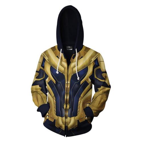 Avengers Movie Thanos Gold Cosplay Unisex 3D Printed Hoodie Sweatshirt Jacket With Zipper