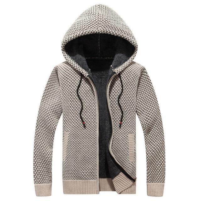 Autumn Winter Men Sweater Thick Wool Linner Hoodie