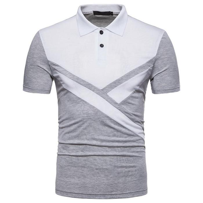 Men'S Splice Polo Fashion Irregular Collar Sports Polo Shirt
