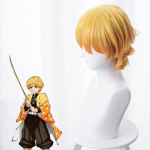 Demon Slayer: Kimetsu No Yaiba Agatsuma Zenitsu Yellow Orange Cosplay Wig