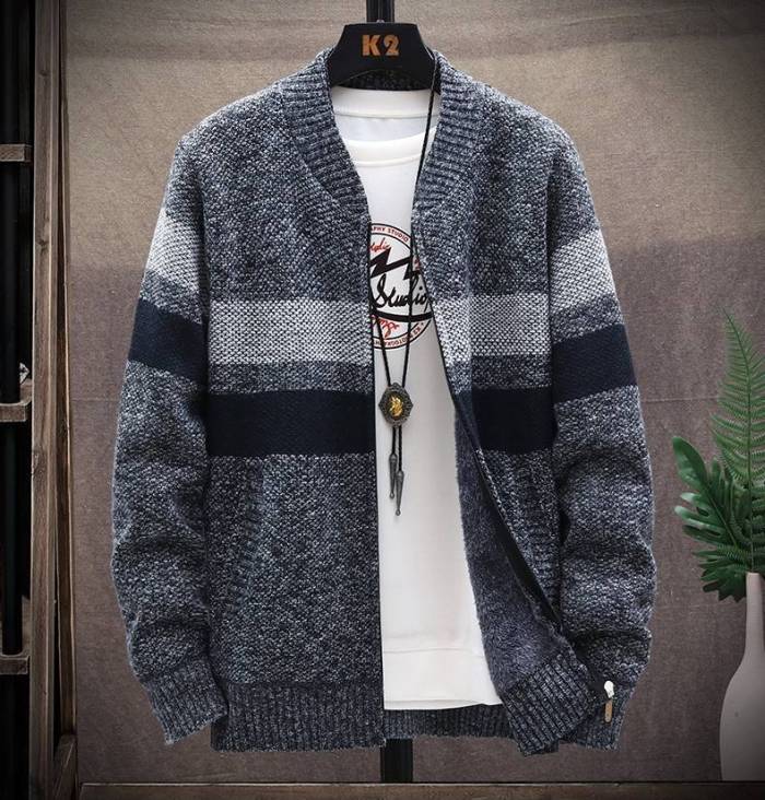Mens Cardigan Knitted Top Autumn Winter Casual Warm Sweater