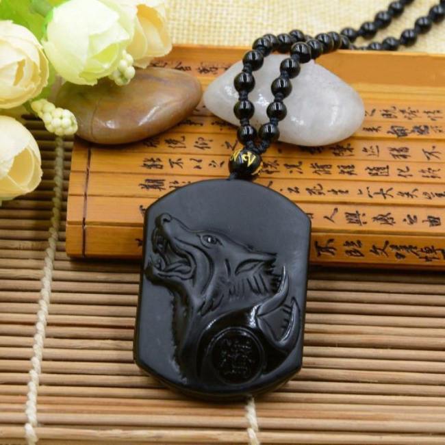 Black Wolf Obsidian Necklace