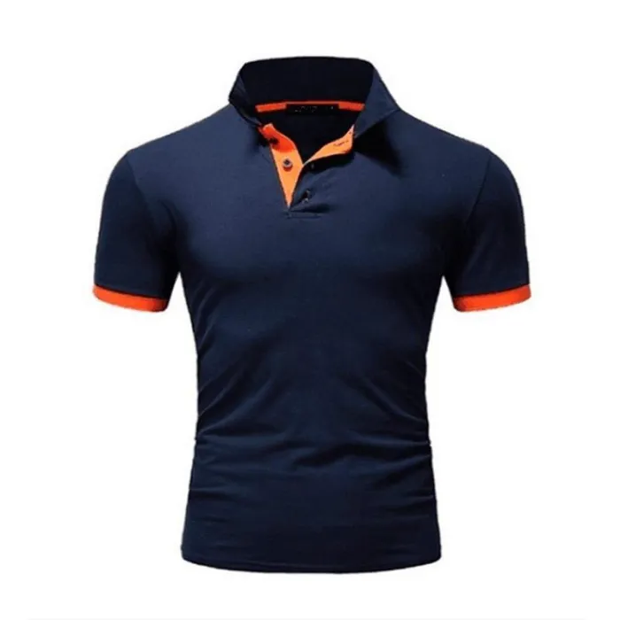 Men'S Short Sleeve Solid Color Casual Fashion Stitching Polo Shirt
