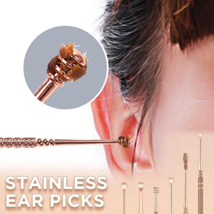 Stainless Steel Ear Pick Ear Wax Remover (6Pcs Set）