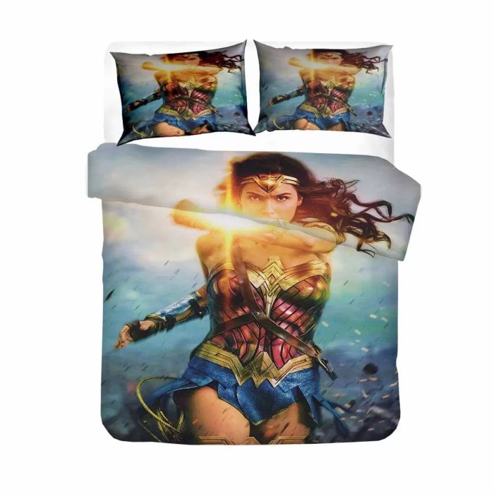 Cosicon Wonder Woman Diana Prince Cosplay Duvet Cover Set Halloween Christmas Quilt Cover
