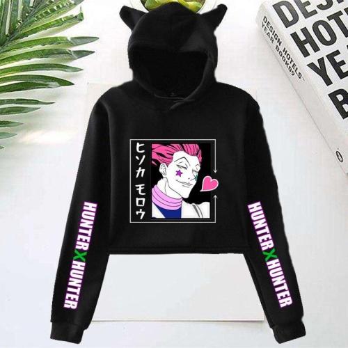 Cropped Hunter X Hunter Letter Printing Sweatshirt Women Anime Killua Zoldyck Devil Eye Hisoka Morow Hoodie