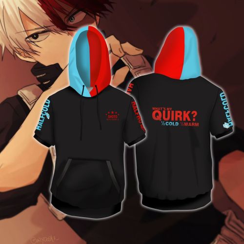 My Hero Academy Anime Quirk Cosplay Unisex 3D Printed Short Sleeve Hoodie Sweatshirt Pullover