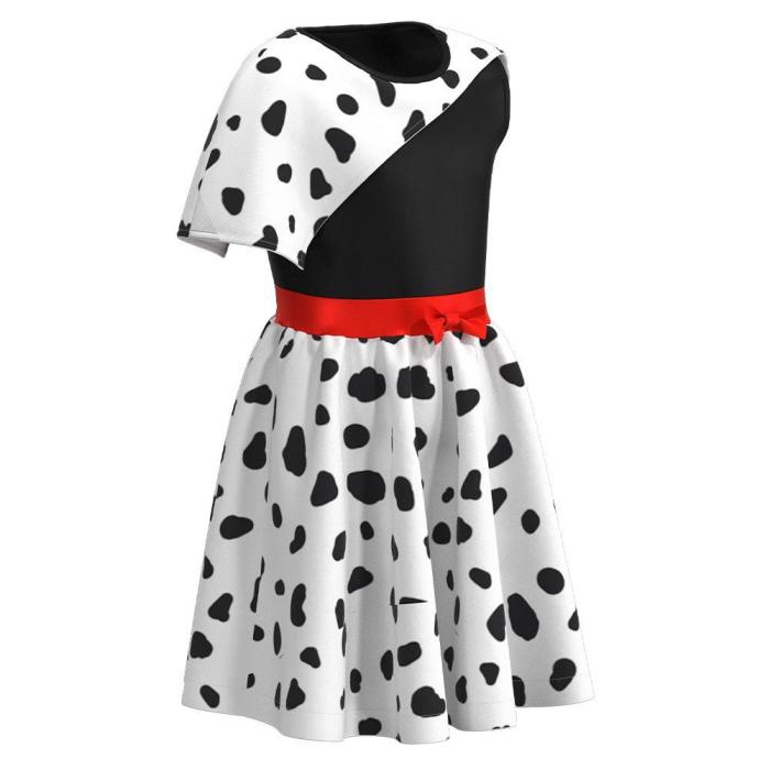 Cruella Spotted Dress Halloween Carnival Suit Cosplay Costume