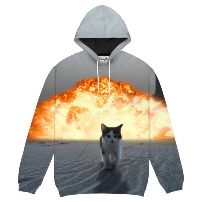 Men'S Loose Streetwear Clothing Casual Pullover With Cat Picture