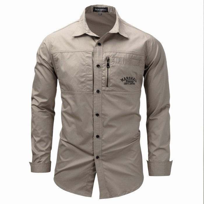 Men'S Casual Zipper Outdoor Business Shirt