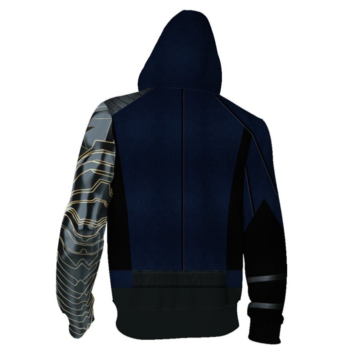 Avengers Movie Winter Soldier White Wolf Blue Cosplay Unisex 3D Printed Hoodie Sweatshirt Jacket With Zipper