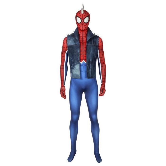 Peter Parker Punk Rock Suit Ps4 Spider-Man Jumpsuit Cosplay Costume -