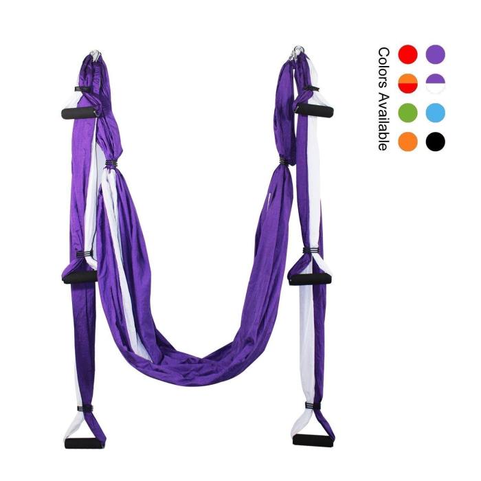 Aerial Yoga Hammock 6 Handles Strap, Home Gym Hanging Belt Swing, Anti-Gravity Aerial Traction Device