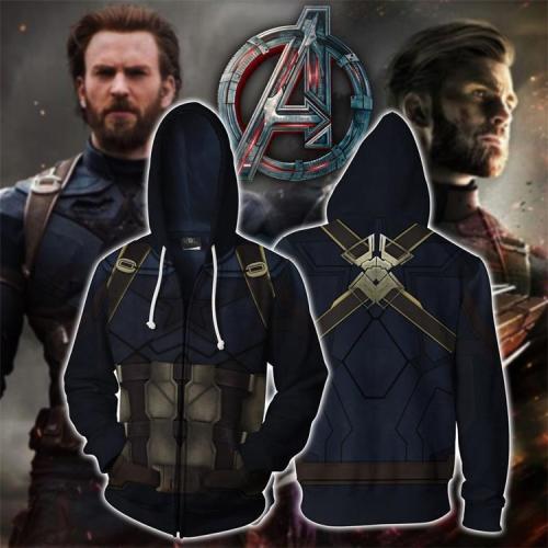 Captain America Movie Steve Rogers Cosplay Unisex 3D Printed Hoodie Sweatshirt Jacket With Zipper