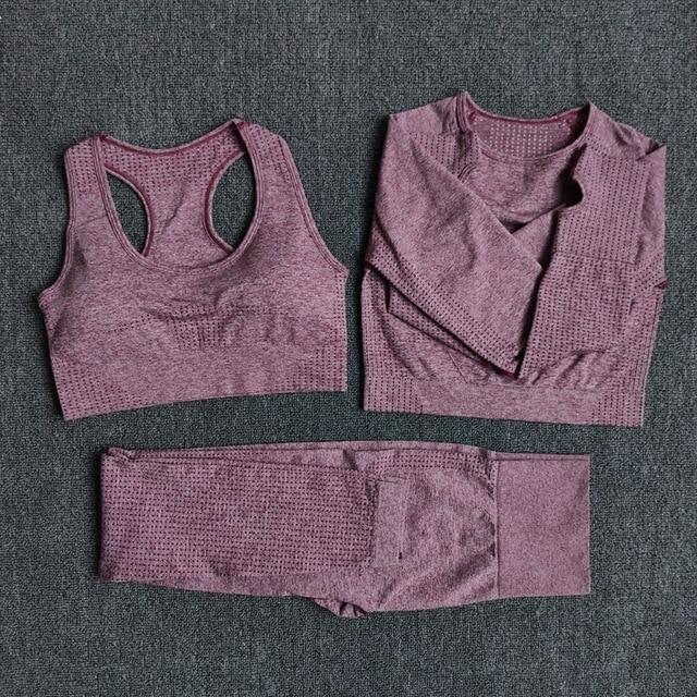 2/3/5Pcs Seamless Women Yoga Set Workout Sportswear